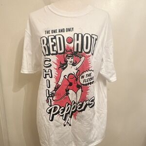 Red Hot Chili Peppers White Graphic T-Shirt XL 100% Cotton Rock & Pop